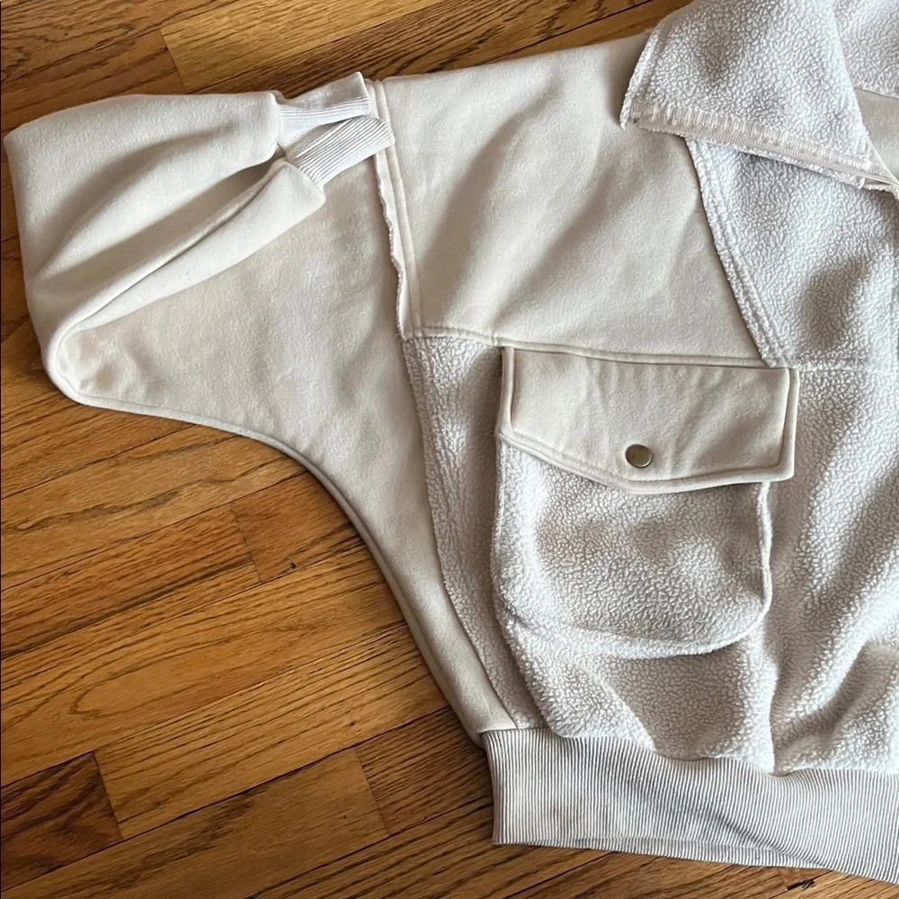 AEMI+CO Cream Teddy Half-Zip Pullover Jacket